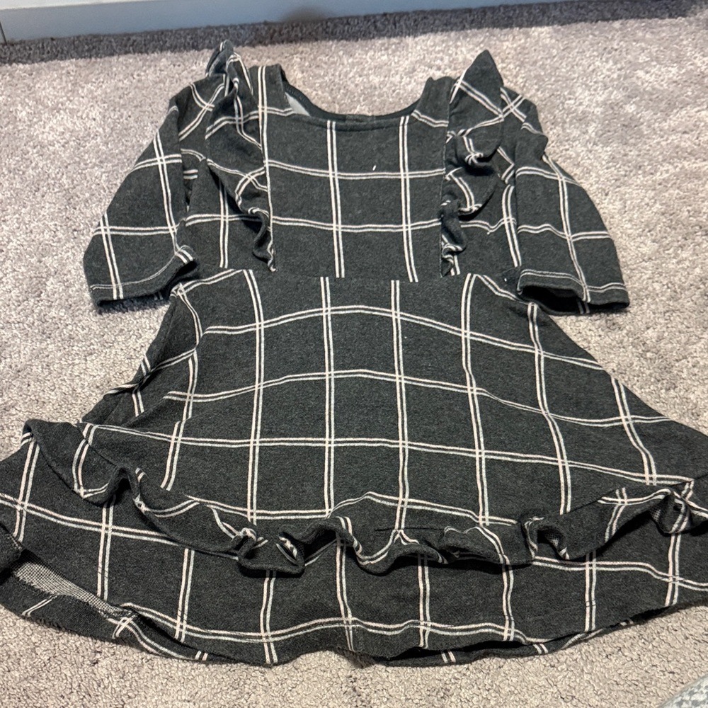 Janie and Jack Black Grid Pattern Dress